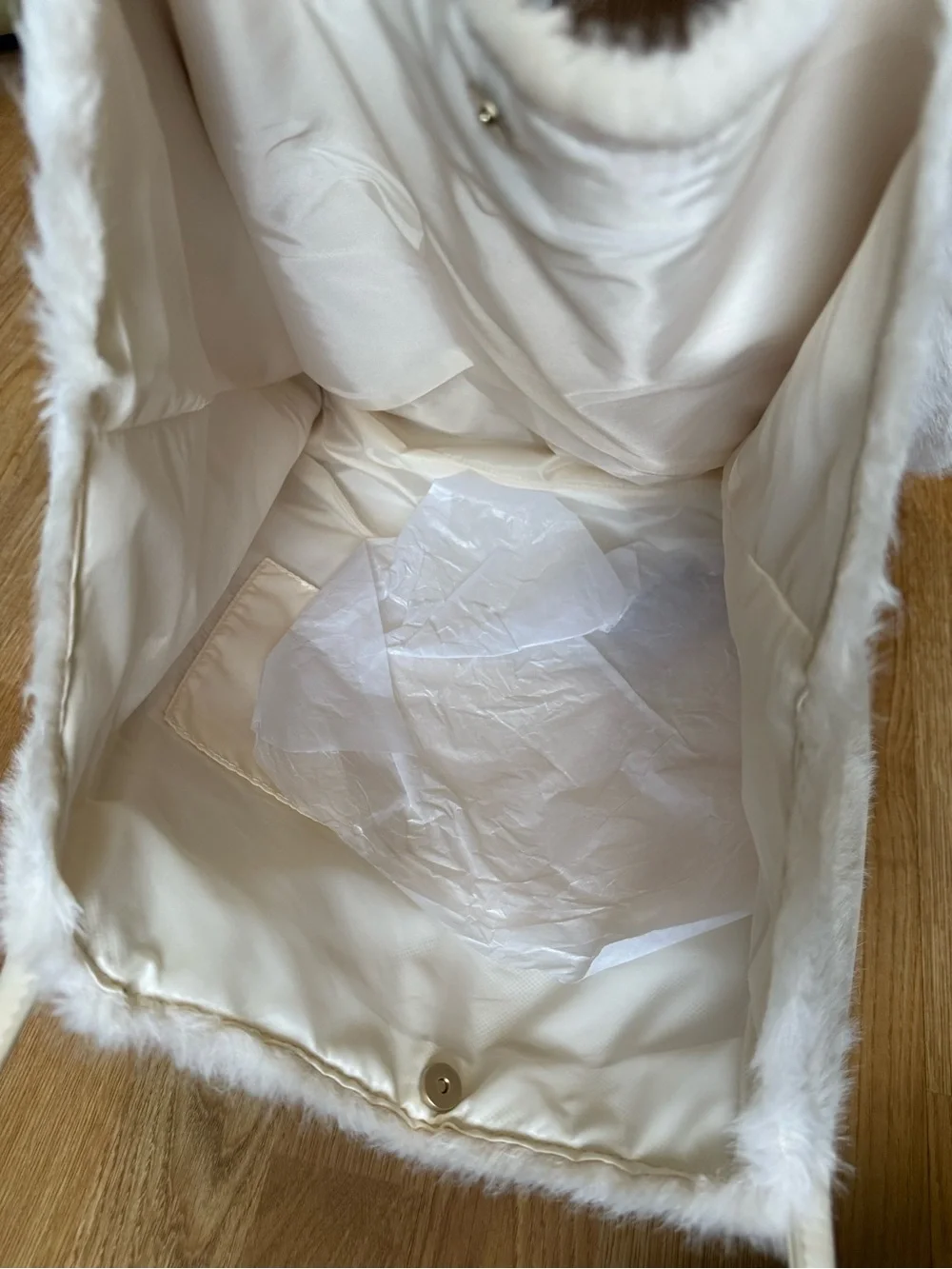 Victoria's Secret Plush Faux-Fur Tote in Cream